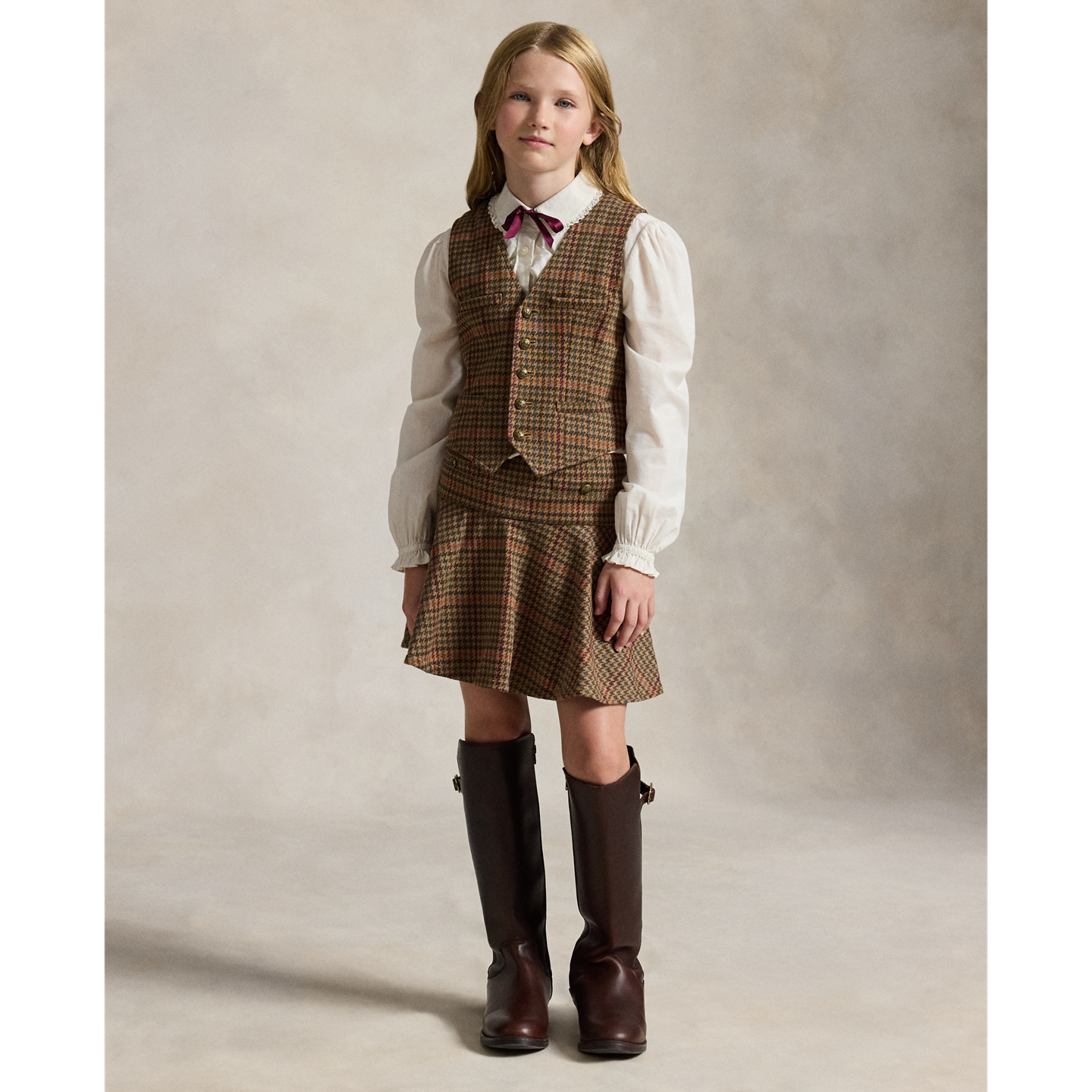 Детская юбка-шорты Ralph Lauren Plaid Double-Knit Skort, цвет: Tweed — фото 4