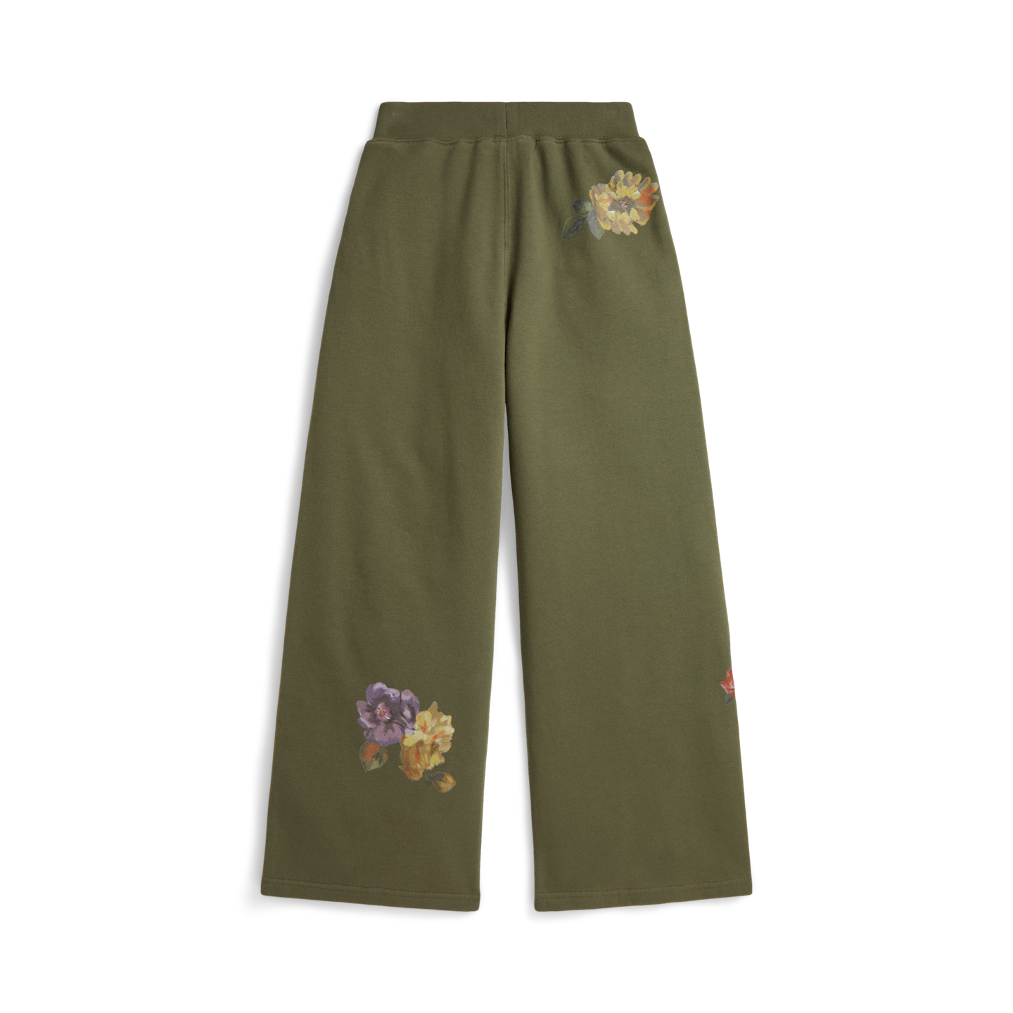 Детские брюки Ralph Lauren Floral Wide-Leg Fleece Sweatpant, цвет: Оливковый — фото 1