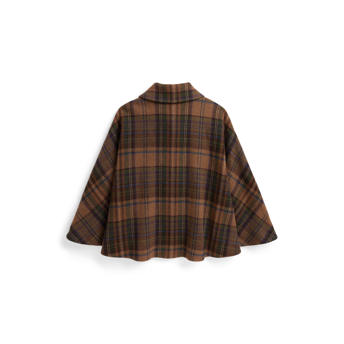 Детская накидка Ralph Lauren Plaid Wool Tweed Cape, цвет: Коричневый разноцветный клетчатый — фото 1