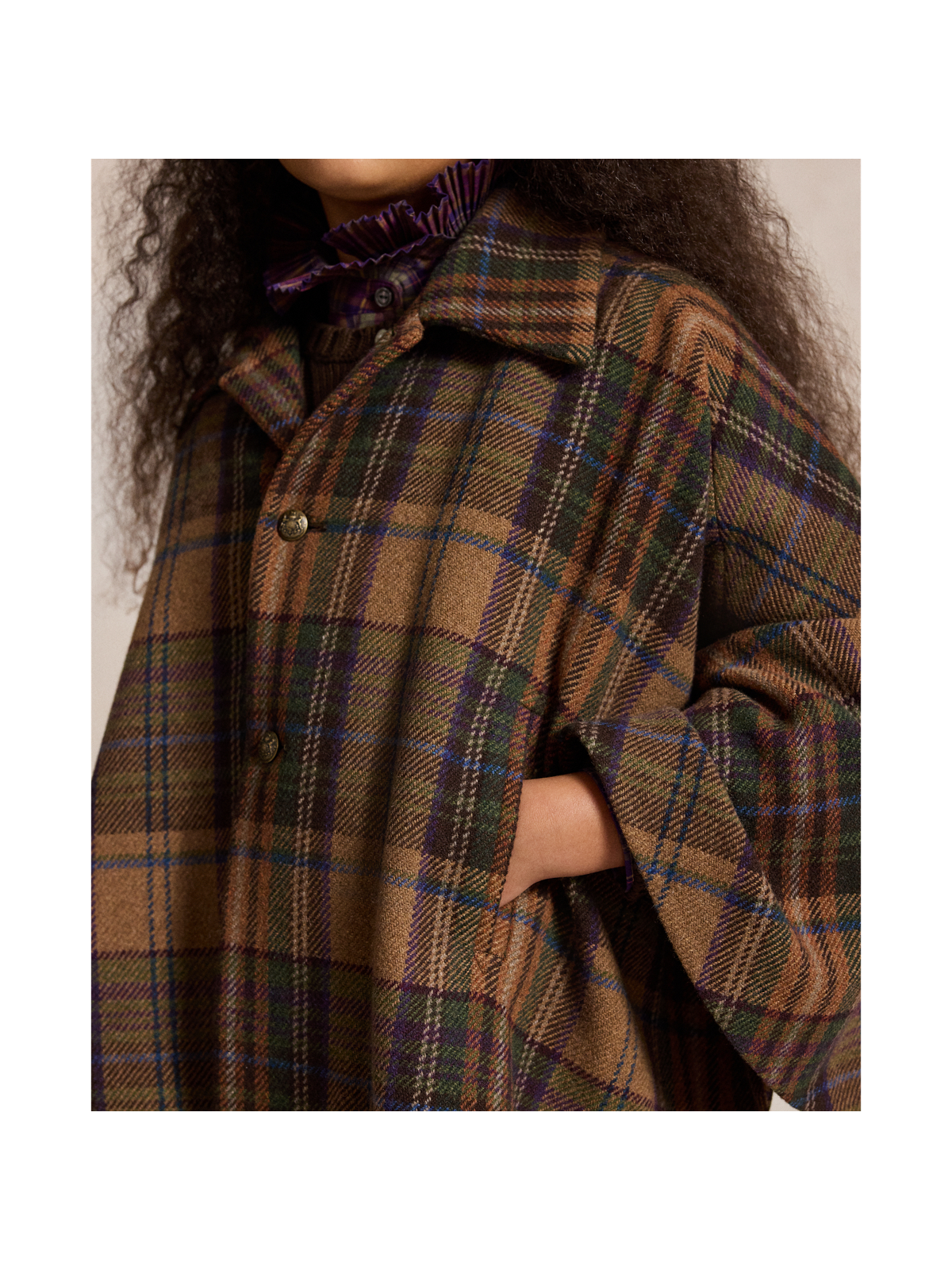 Детские куртки Ralph Lauren Plaid Wool Tweed Cape — фото 2