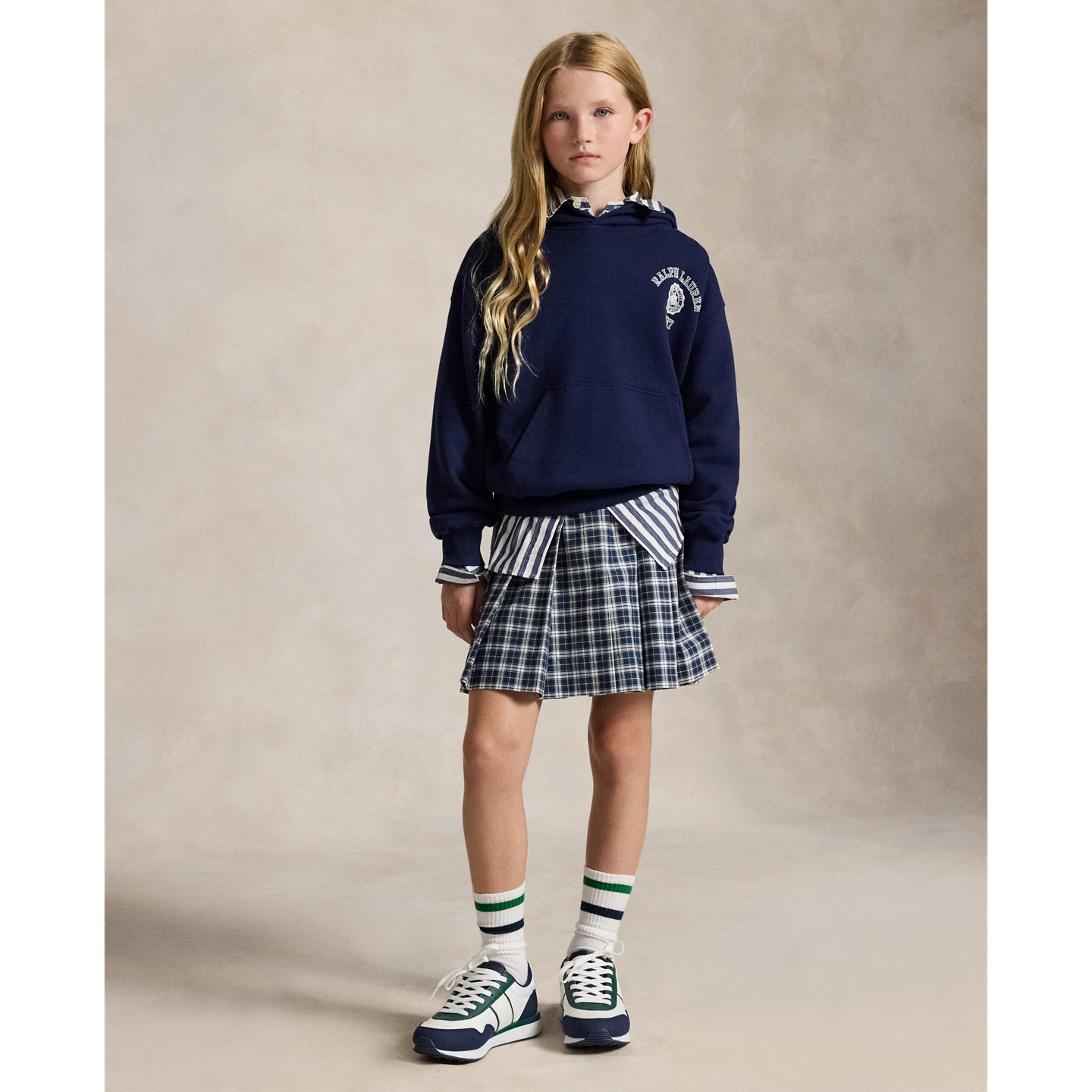 Юбка Ralph Lauren Plaid Pleated Cotton Oxford, цвет: Зелёный белый разноцветный — фото 4
