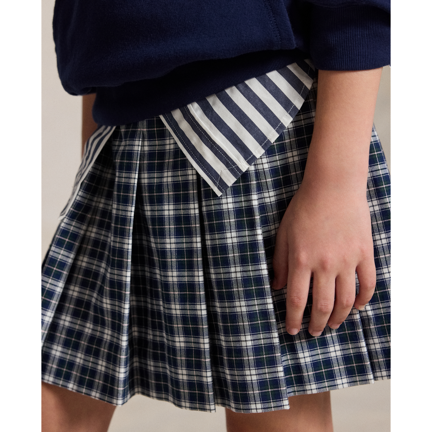 Юбка Ralph Lauren Plaid Pleated Cotton Oxford, цвет: Зелёный белый разноцветный — фото 3