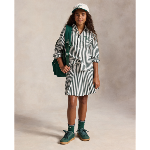 Chemise et jupe popeline de coton ray&eacute;e
