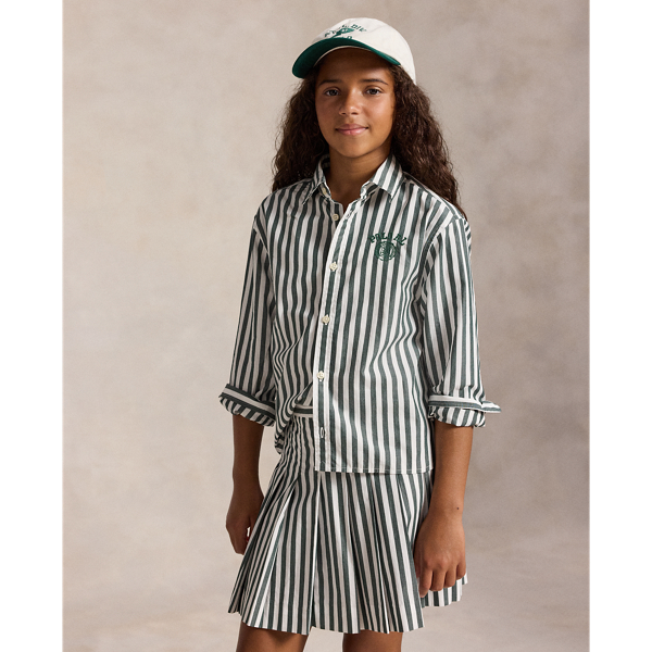 Chemise et jupe popeline de coton ray&eacute;e