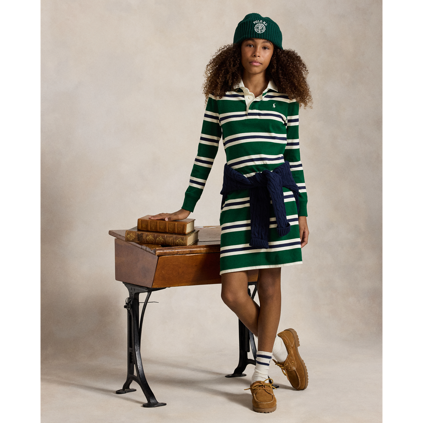 Детское платье Ralph Lauren Striped Cotton Jersey Rugby, цвет: Тёмно-зелёный разноцветный — фото 5