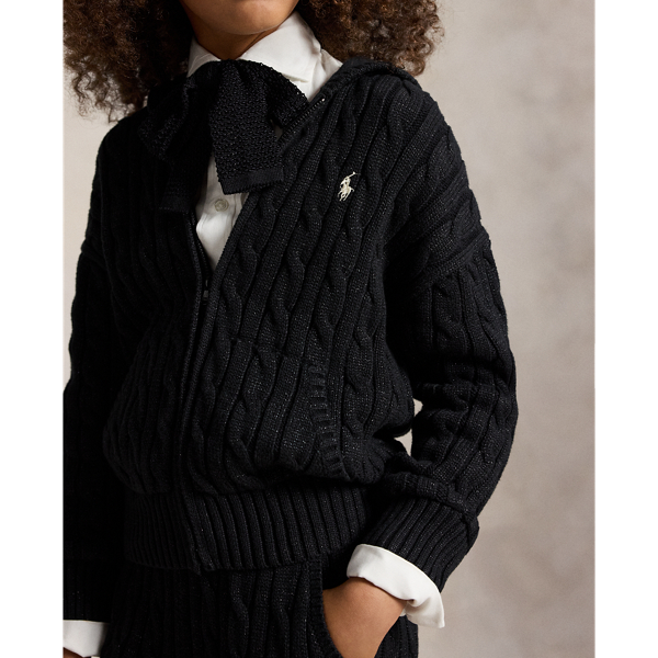 Sweat &agrave; capuche zipp&eacute; en coton m&eacute;tallis&eacute;