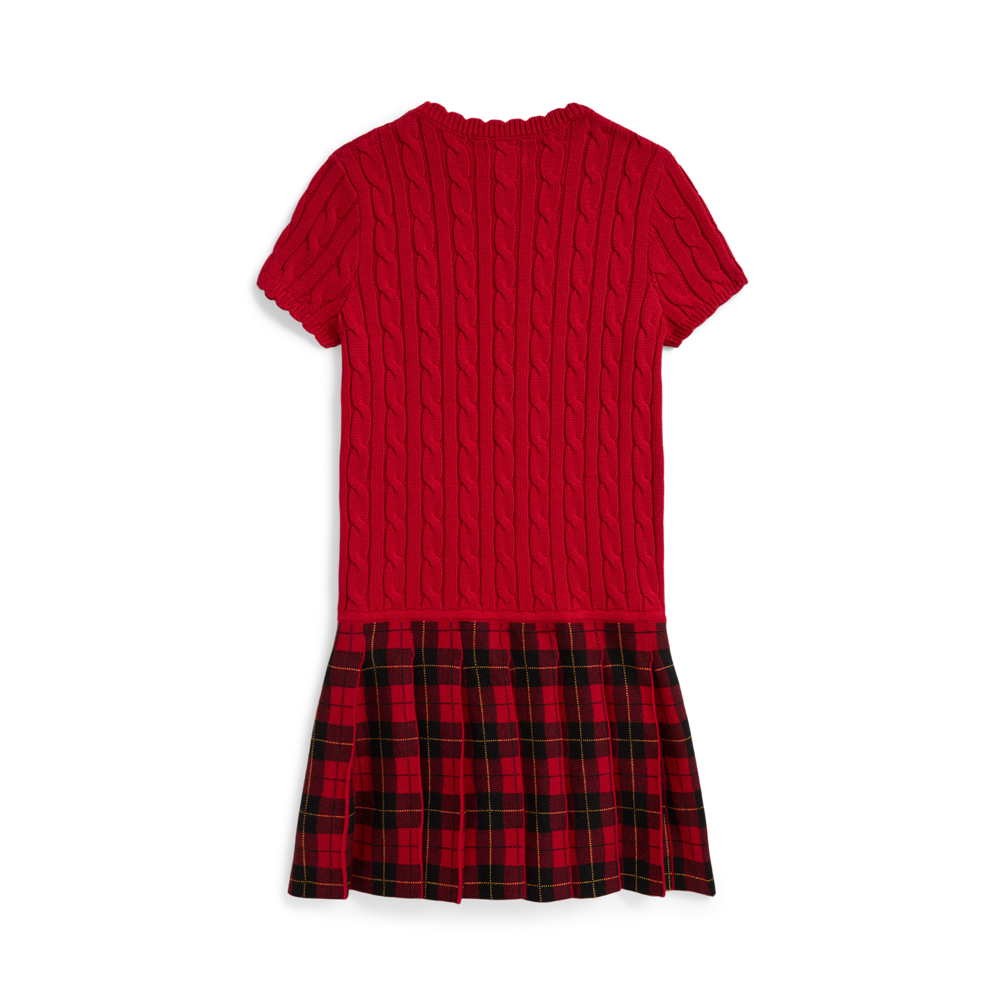 Детское платье Ralph Lauren Plaid-Skirt Cotton Sweater Dress, цвет: Красный разноцветный — фото 1