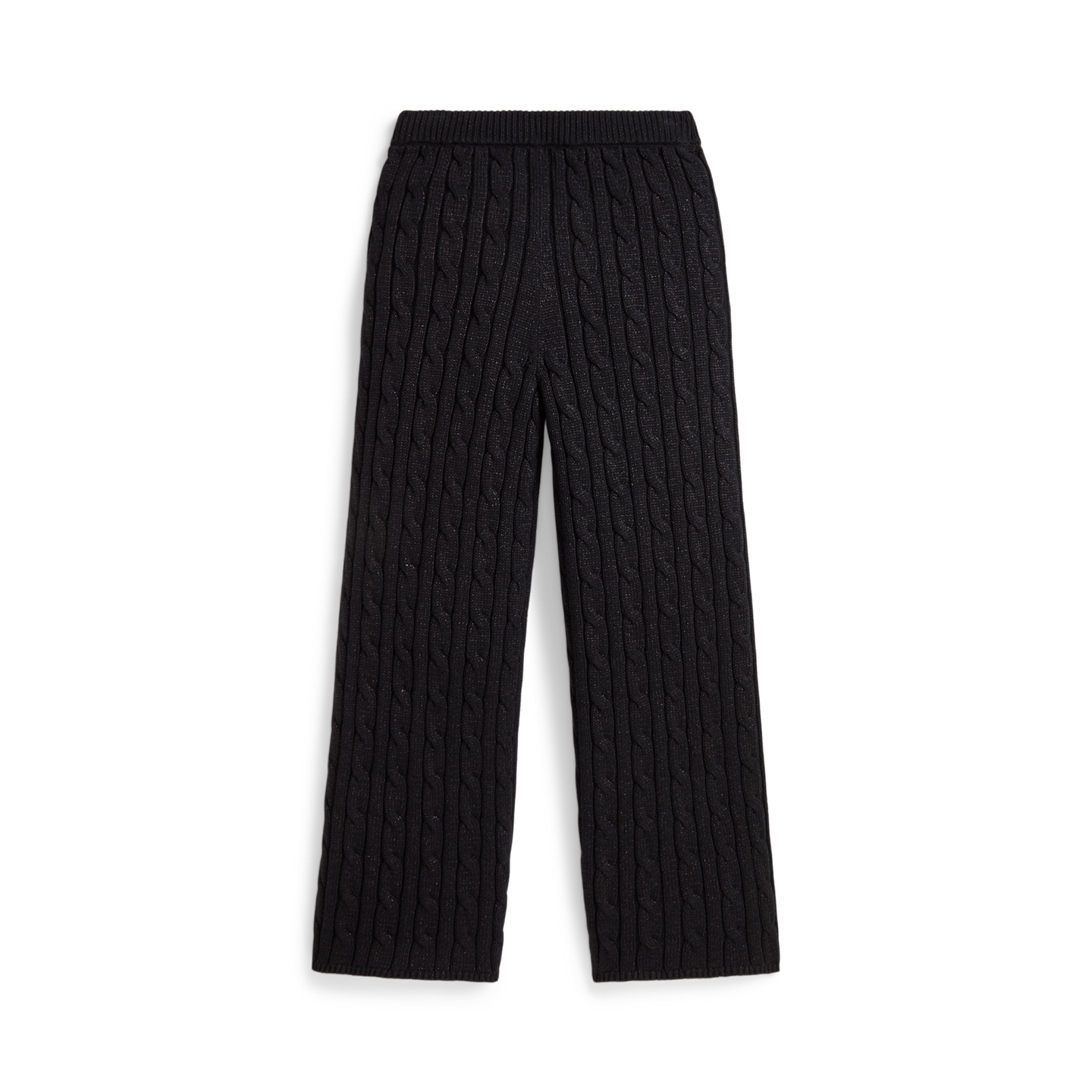 Детские брюки Ralph Lauren Metallic Cable-Knit Cotton Sweater Pant, цвет: Чёрный — фото 1