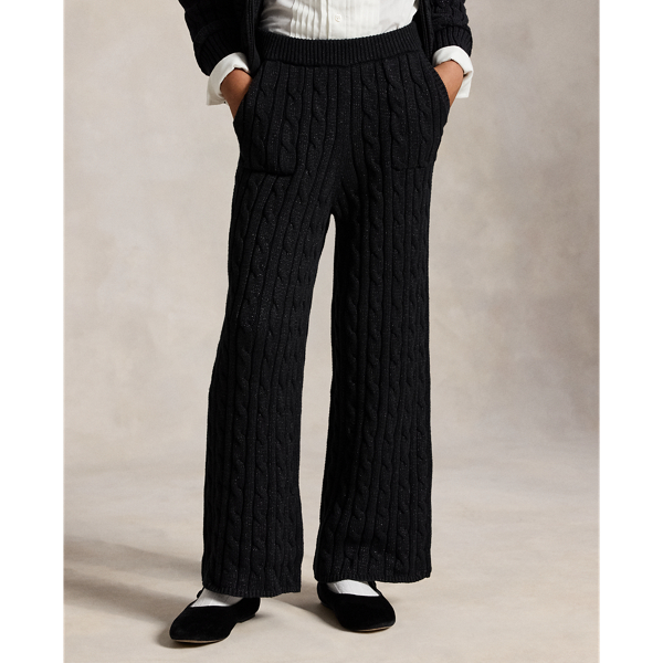 Metallic Cable-Knit Cotton Sweater Pant