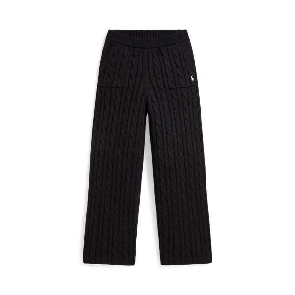 Metallic Cable-Knit Cotton Sweater Pant