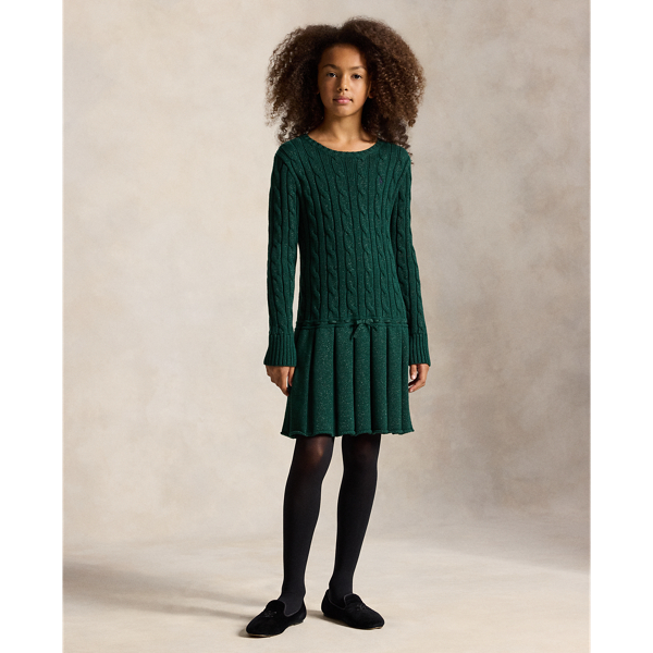 Metallic-Pulloverkleid mit Zopfmuster