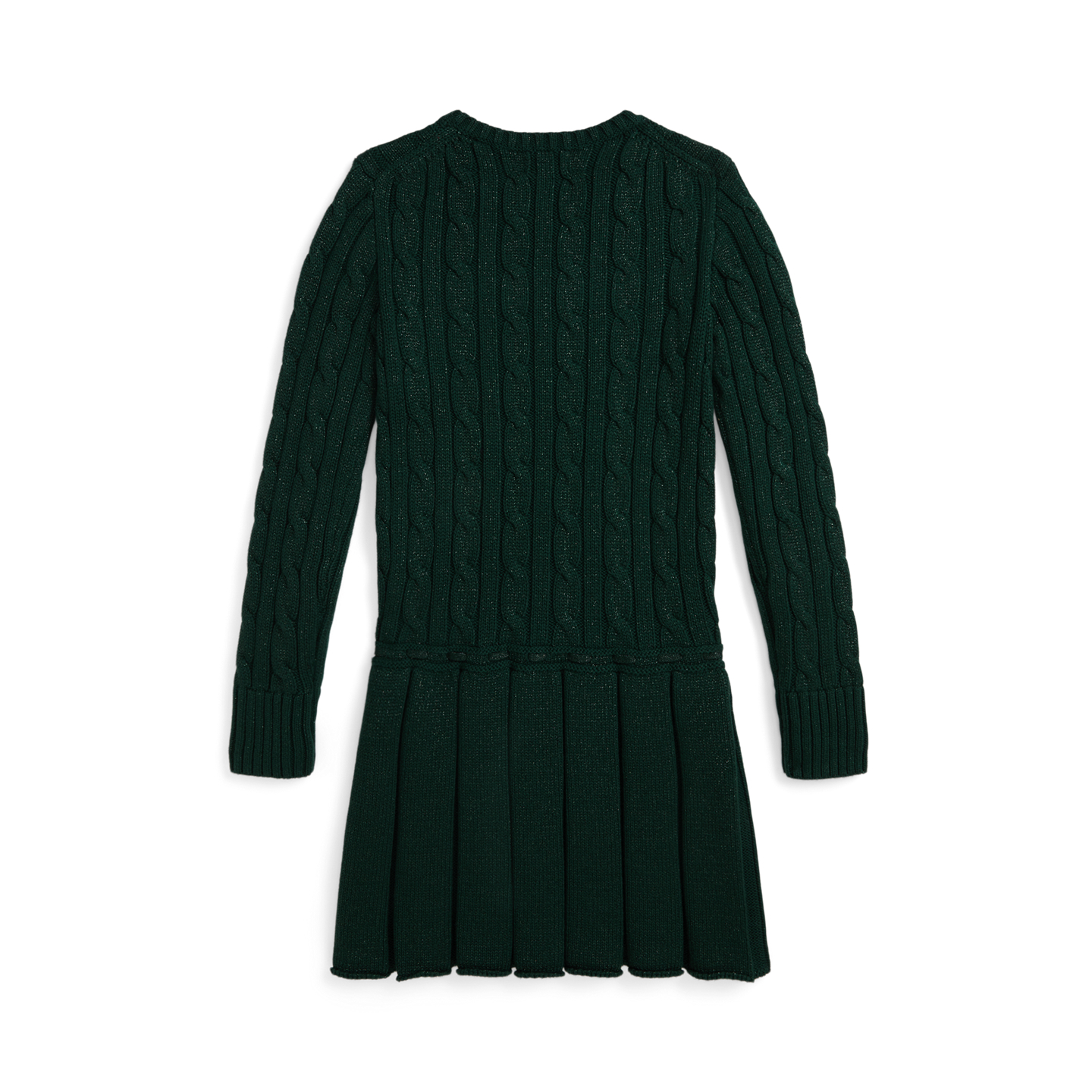 Детское платье Ralph Lauren Metallic Cable-Knit Cotton Sweater Dress, цвет: Мох — фото 1