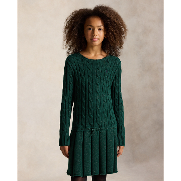 Metallic-Pulloverkleid mit Zopfmuster