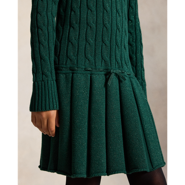 Metallic-Pulloverkleid mit Zopfmuster