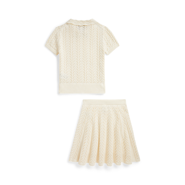 Pointelle-Knit Cotton Sweater & Skirt
