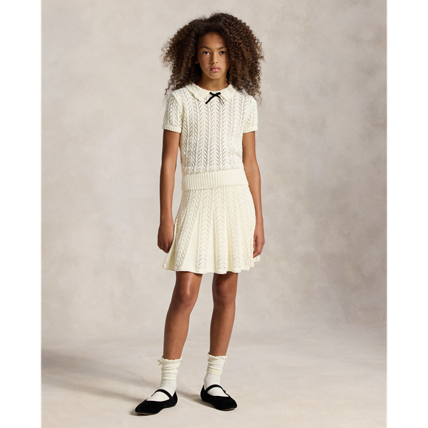 Pointelle-Knit Cotton Sweater & Skirt