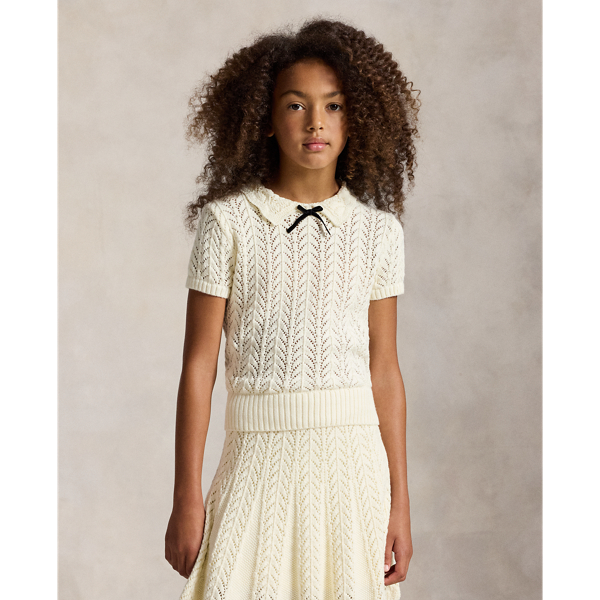 Pointelle-Knit Cotton Sweater & Skirt