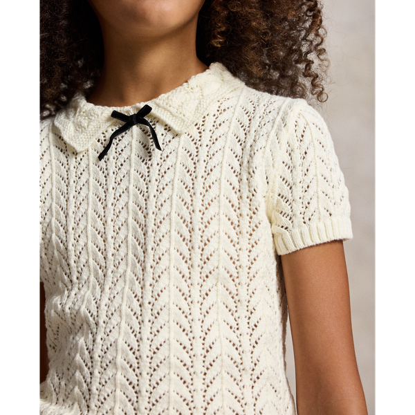 Pointelle-Knit Cotton Sweater & Skirt