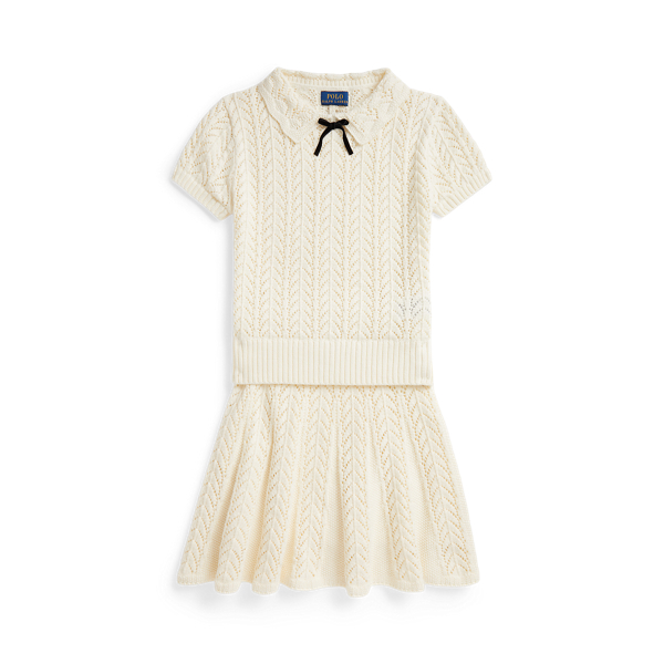 Pointelle-Knit Cotton Sweater & Skirt
