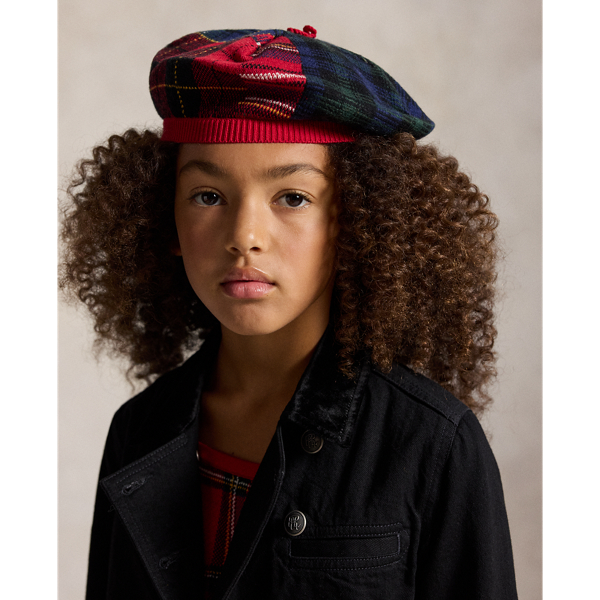Geruite patchwork baret van katoenmix