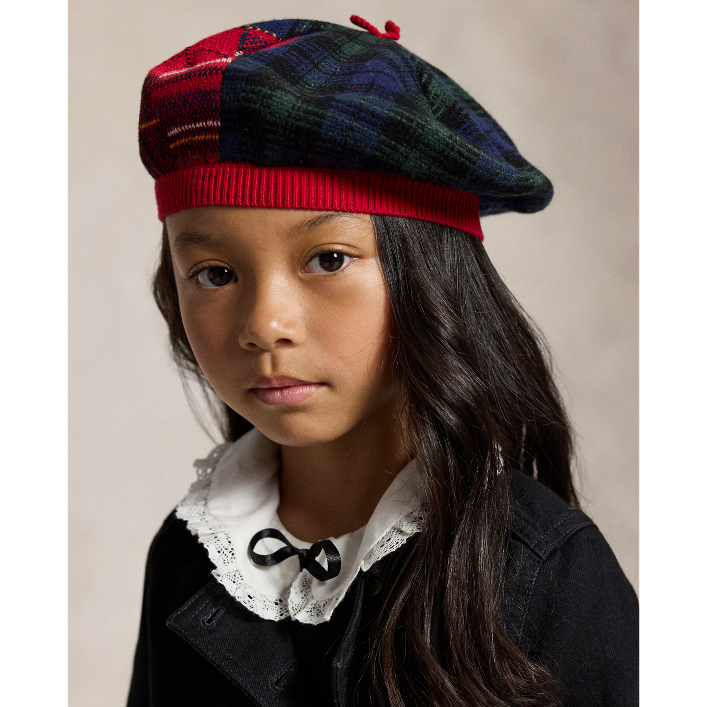 Ralph Lauren Patchwork Plaid Cotton-Blend Beret, цвет: Клетчатый разноцветный — фото 2