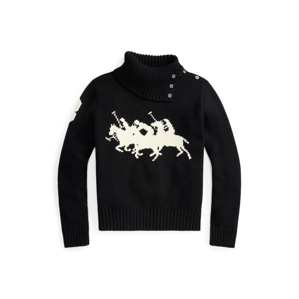 Triple-Pony Cotton Turtleneck Sweater