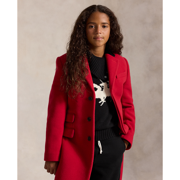 Manteau Chesterfield en laine et velours