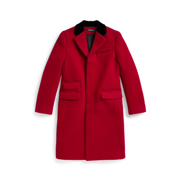 Manteau Chesterfield en laine et velours
