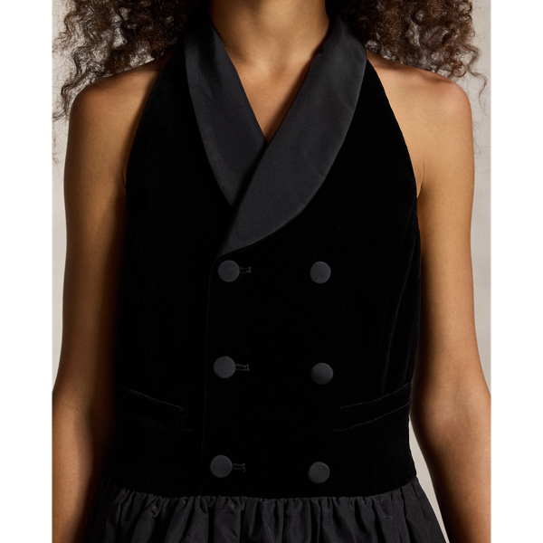 Zweireihiges Kleid mit Smoking-Revers
