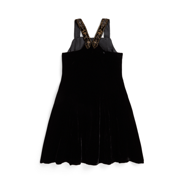 Lace-Trim Velvet Dress