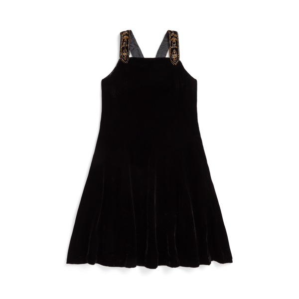 Lace-Trim Velvet Dress