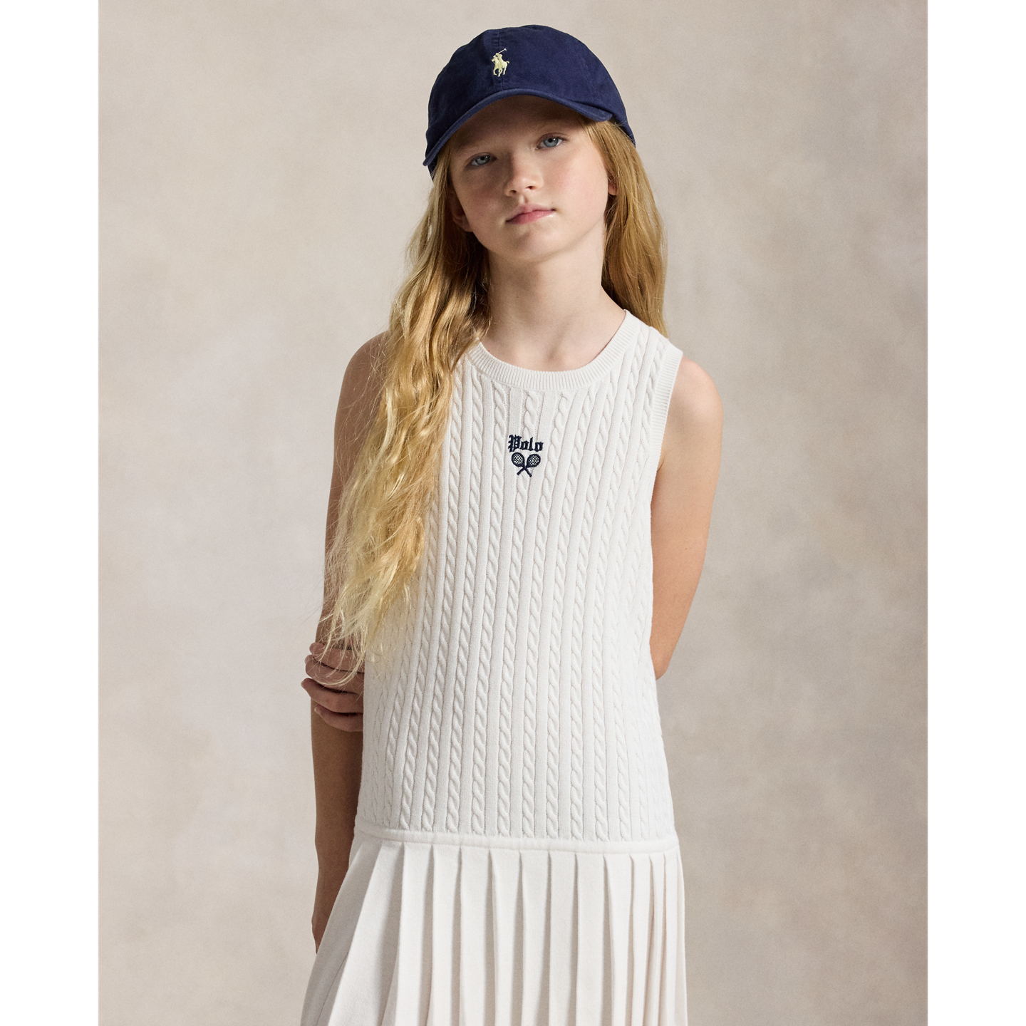 Детское платье Ralph Lauren US Open Cotton Sweater Dress, цвет: Белый — фото 2