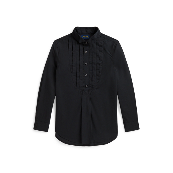 Bib-Front Cotton Tunic Shirt