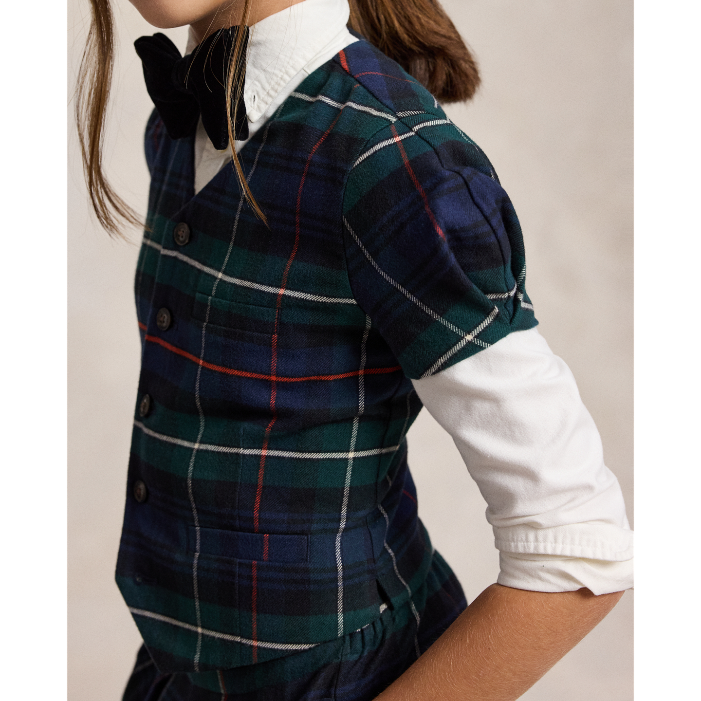 Детские комплекты Ralph Lauren Plaid Cotton Top & Wide-Leg Pant, цвет: Разноцветный клетчатый — фото 3