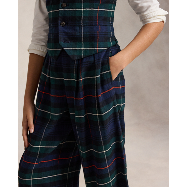 Plaid Cotton Top & Wide-Leg Trouser