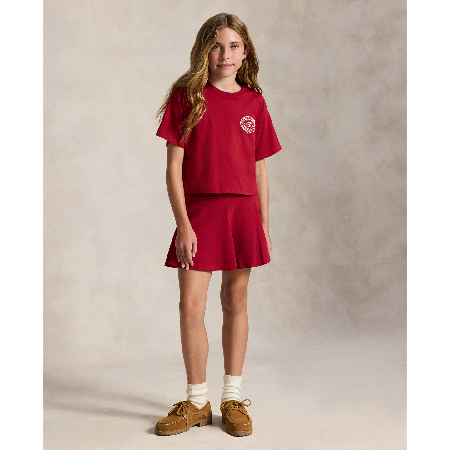 Детская футболка Ralph Lauren Graphic Cotton Jersey Boxy, цвет: Красный — фото 2