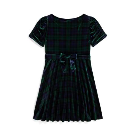 Детское платье Ralph Lauren Plaid Velvet, цвет: Blackwatch Tartan 631