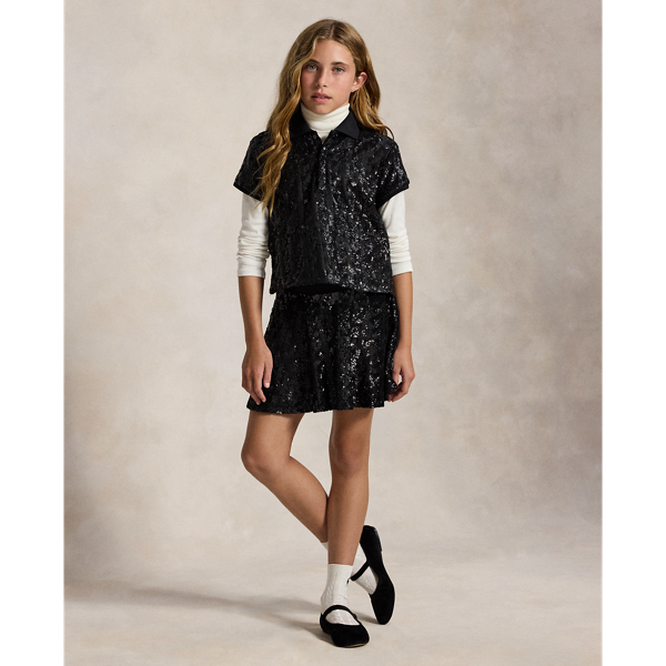 Sequined Polo Shirt & Skirt