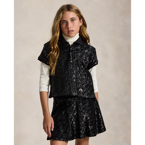 Sequined Polo Shirt & Skirt