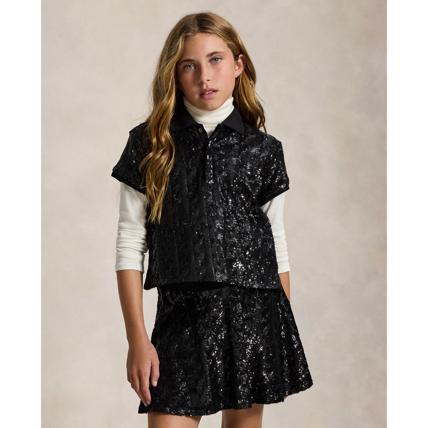Детские комплекты Ralph Lauren Sequined Polo Shirt & Skirt, цвет: Чёрный — фото 2