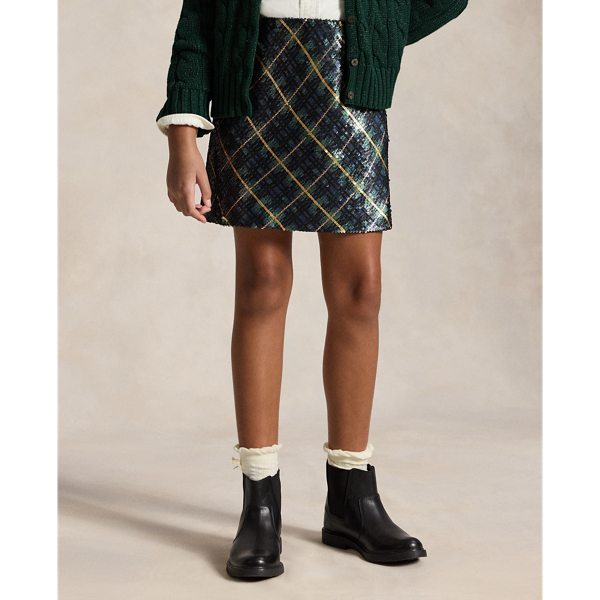 Plaid Sequined Skirt