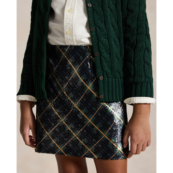 Plaid Sequined Skirt