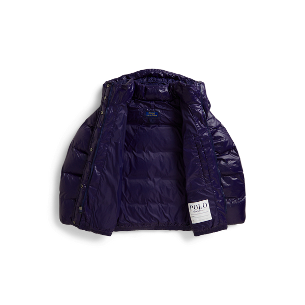 Newport Navy Glossy Down Hooded Jacket Girls 7-14 Years 4