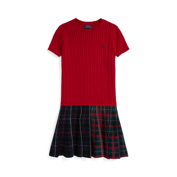 Plaid-Skirt Cotton Jumper Dress