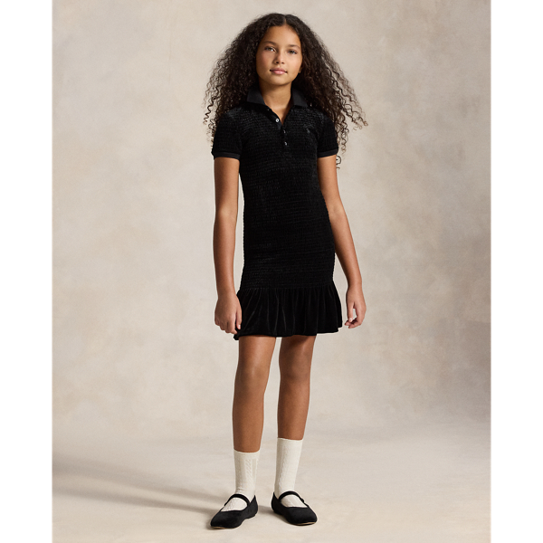 Smocked Velour Polo Dress