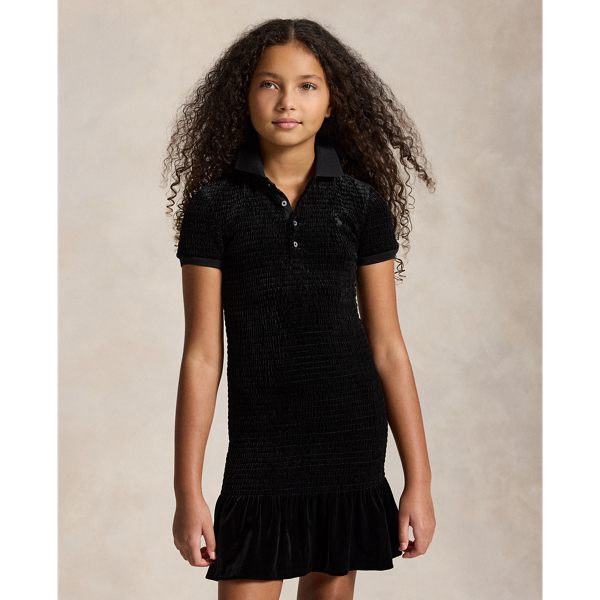 Smocked Velour Polo Dress