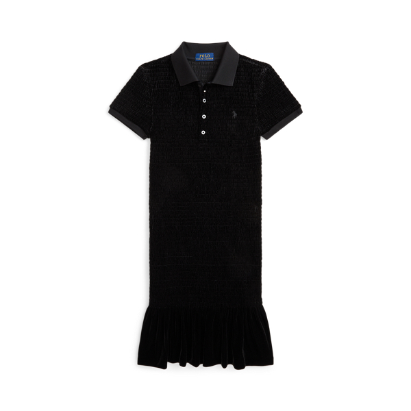 Smocked Velour Polo Dress