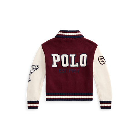 Детский свитер Ralph Lauren Letter Cotton-Wool, цвет: Рубиновый разноцветный