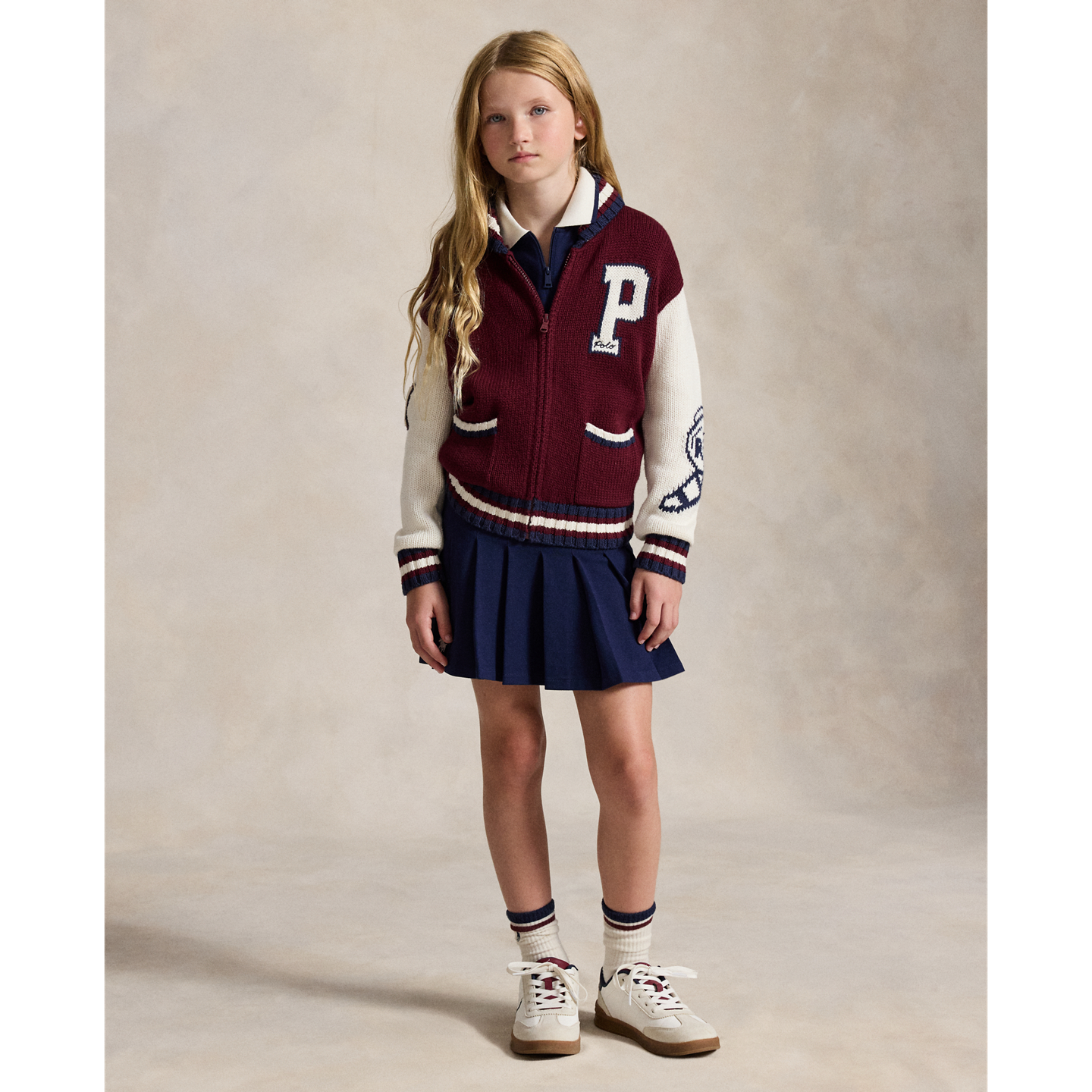 Детский свитер Ralph Lauren Letter Cotton-Wool, цвет: Рубиновый разноцветный — фото 2