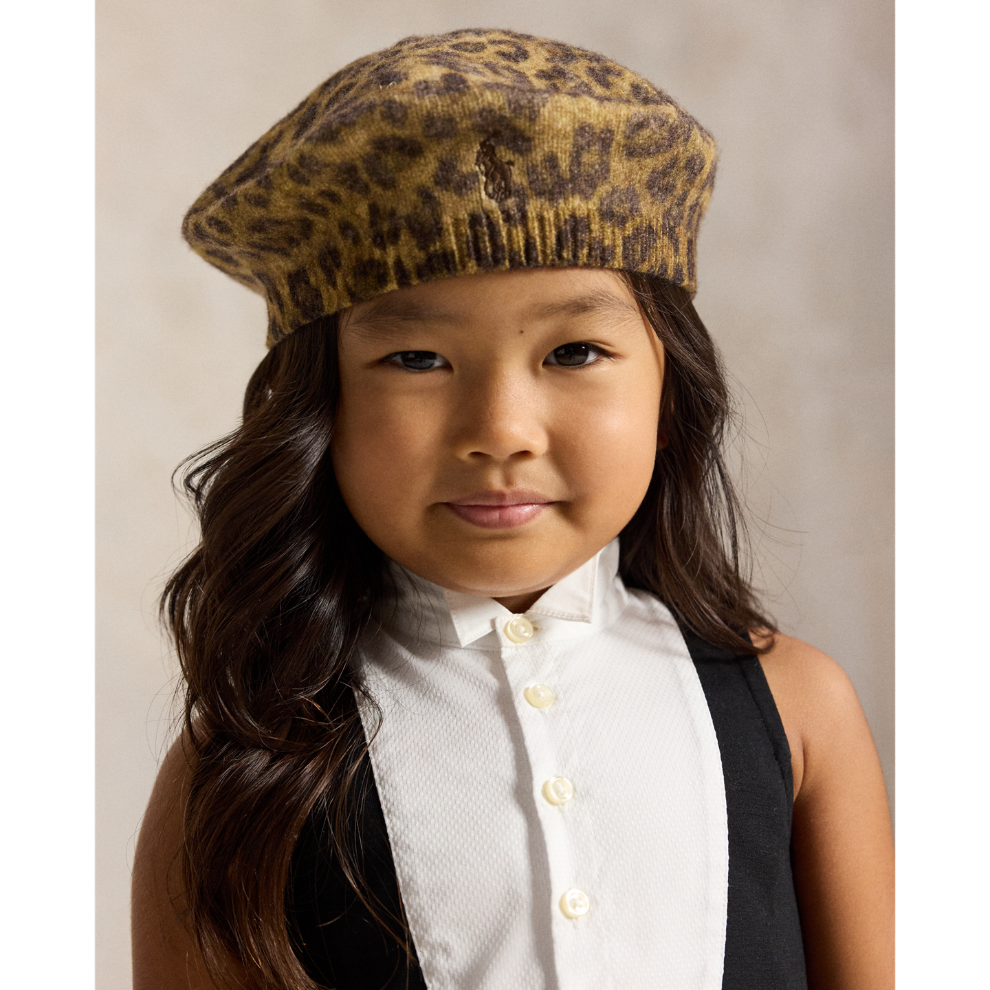 Детские головные уборы Ralph Lauren Leopard-Print Wool-Cashmere Beret, цвет: Коричневый разноцветный — фото 2